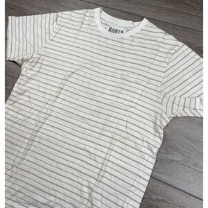 Roots Canada Men's Short Sleeve Striped T Shirt Beige Size Large